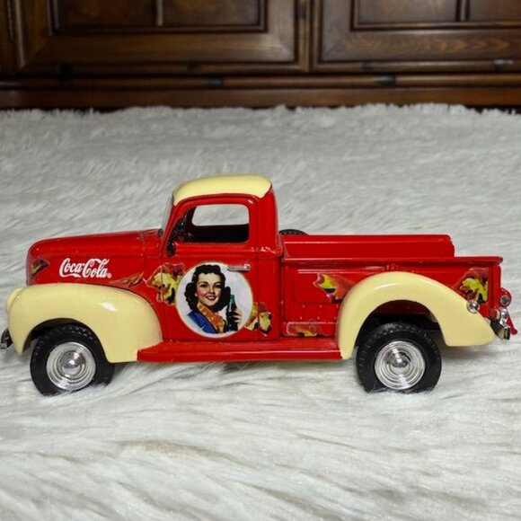 Vintage Coca-Cola x Mattel Matchbox Metal Red Yellow 1940 Ford Pick Up Truck - Picture 3 of 14